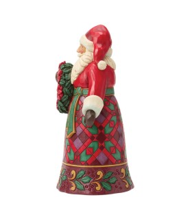 Santa with Wreath & Poinsettias Figurine