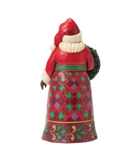 Santa with Wreath & Poinsettias Figurine