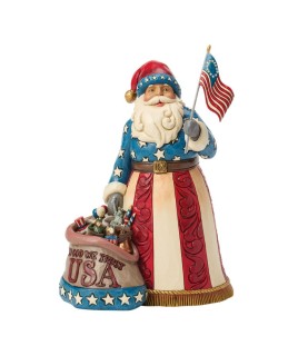 USA Patriot Santa with Flag Figurine