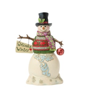 Snowman with Christmas Sign Figurine