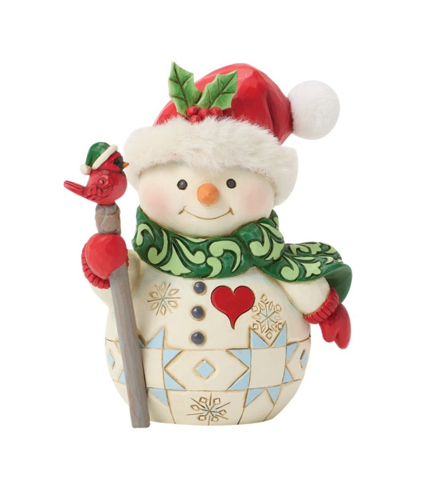 Snowman with a Bird Pint Figurine