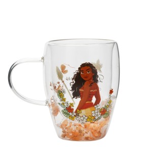 Disney Pastel Princess Floral Decorative Glass Mug - Moana