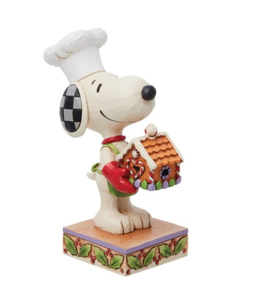 Snoopy Holding Gingerbread House Figurine